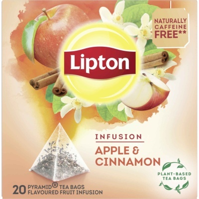 Caixa de chá Lipton maçã e canela com 20 saquetas pirâmide