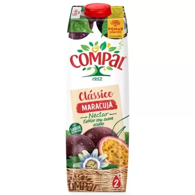 Embalagem de néctar Compal clássico sabor maracujá