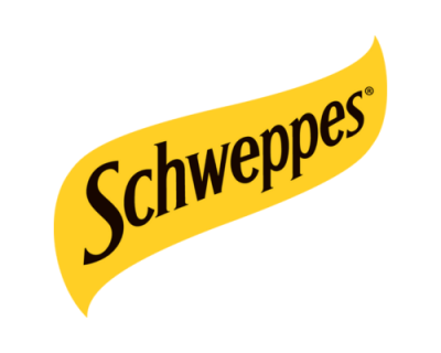 Logótipo amarelo e preto da marca Schweppes