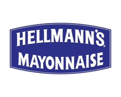 Logótipo Hellmann's Mayonnaise em fundo azul