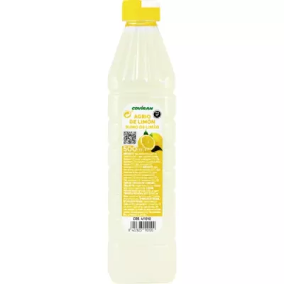 Garrafa de plástico com suco de limão Coviran 500 ml com rótulo amarelo