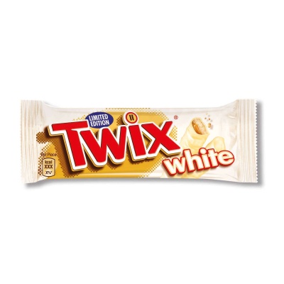 Barra de chocolate Twix white Limited Edition em embalagem branca