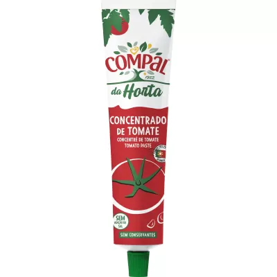 Tubo de concentrado de tomate Compal da Horta com tampa verde