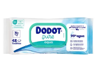 Pacote de toalhitas Dodot Pure Aqua com tampa verde