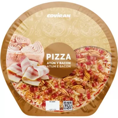 Embalagem de pizza Covirán atum e bacon