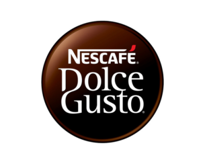 Logótipo NESCAFÉ Dolce Gusto num círculo castanho