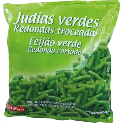 Embalagem verde de feijão verde cortado ultracongelado