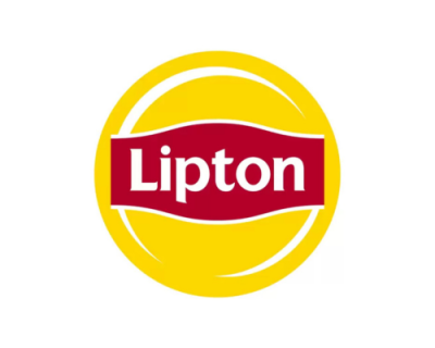 Logótipo redondo da Lipton em amarelo, vermelho e branco