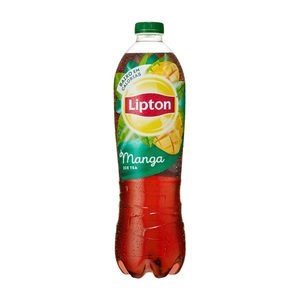 garrafa de chá gelado Lipton sabor manga com rótulo verde e amarelo