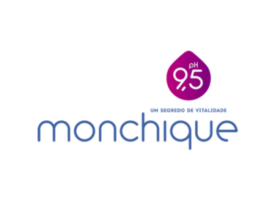 Logótipo monchique com símbolo pH 9,5 roxo