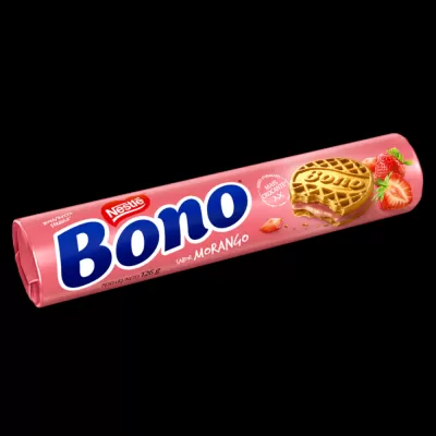 Embalagem rosa de biscoitos Bono sabor morango