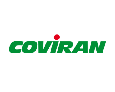 Logótipo da marca Covirán em verde e vermelho