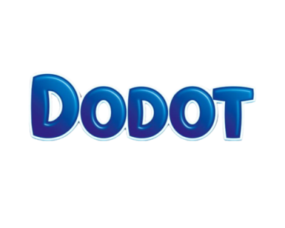Logotipo azul Dodot sobre fundo branco