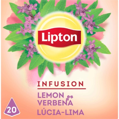 Pacote Lipton de infusão Lemon Verbena Lúcia-Lima com 20 saquetas