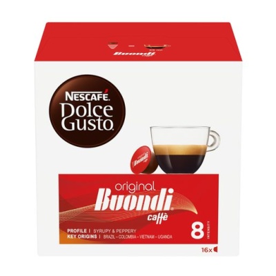 Caixa branca e vermelha de cápsulas Nescafé Dolce Gusto Buondi caffè