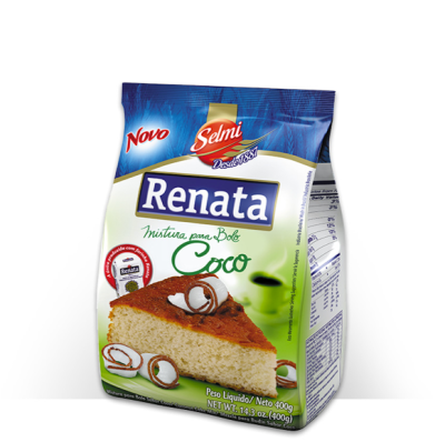 Embalagem de mistura para bolo sabor coco da marca Renata