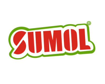 Logótipo SUMOL em vermelho com contorno verde