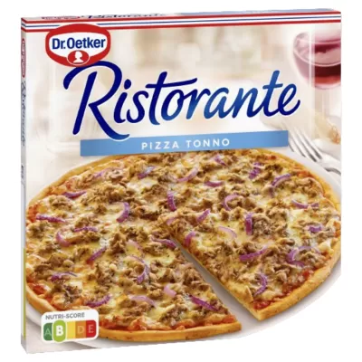 Embalagem de pizza Dr. Oetker Ristorante Pizza Tonno com pizza de atum e cebola