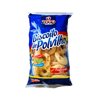 Pacote de biscoitos de polvilho sabor tradicional doce da marca Toop