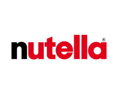 Logótipo da marca Nutella em preto e vermelho sobre fundo branco