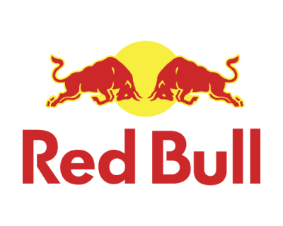 Logotipo da Red Bull com touros vermelhos e texto vermelho