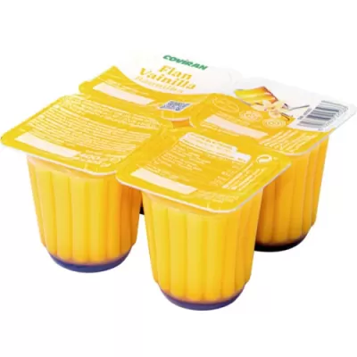 Pack quatro copos flan de baunilha amarelos com caramelo