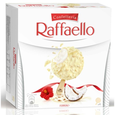 Embalagem de gelado Raffaello com amêndoa e coco