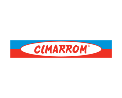 Logótipo CIMARROM em fundo azul e vermelho