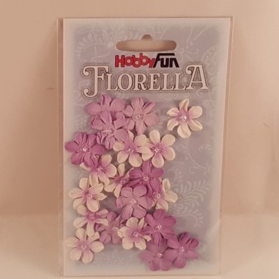 Flores de papel  lilases e brancas para scrapbooking