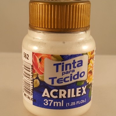 Tinta Tecido Acrilex metálica branco 562