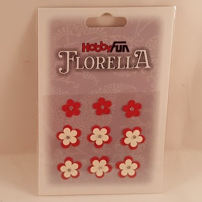 Flores de papel brancas e vermelhas pequenas 2 modelos  para scrapbooking