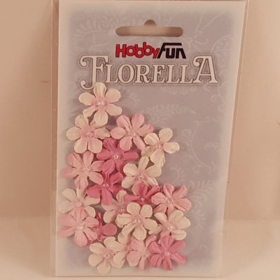 Flores de papel rosa e branco (muitas) para scrapbooking
