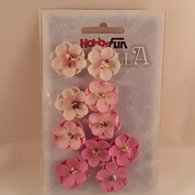 Flores de papel rosas e brancas para scrapbooking