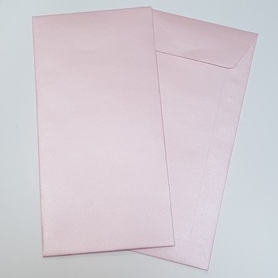 Envelopes DL metalizados cor rosa bébé