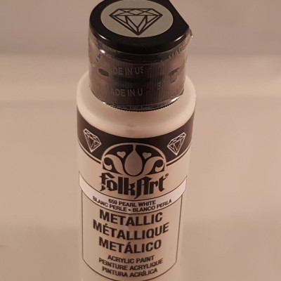 Tinta Acrílica Folkart metalizada branco pérola