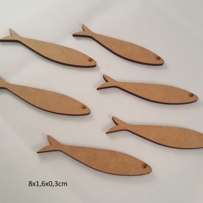 Sardinhas em MDF 6 unid