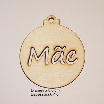 Bola em MDF com letras 6,8cm