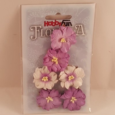 Flores de Papel roxo e branco  para scrapbooking
