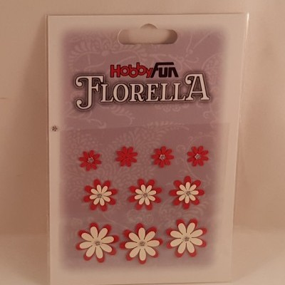 Flores de papel brancas e vermelhas para scrapbooking