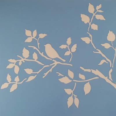 Stencil ramos e passarinhos 20x30 cm