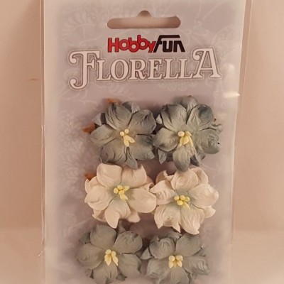 Flores de papel verde cinza e branco para scrapbooking