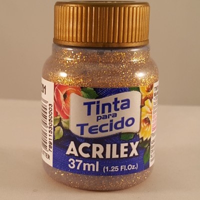 Tinta Tecido Acrilex glitter ouro 201