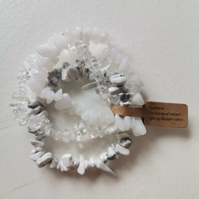 Conjunto de 3 Pulseiras elásticas com pedras semi-preciosas