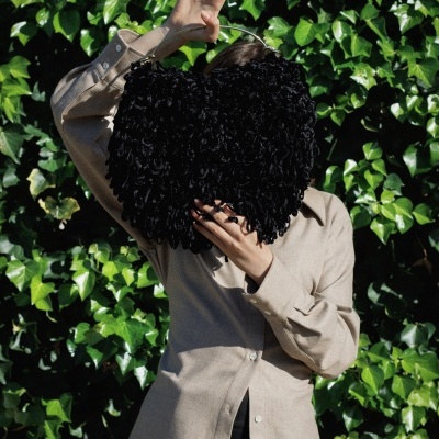 Cathy Handcrafted Bag with Metal Handle – Black