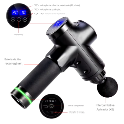 Pistola Massageadora Portátil com Mala Pistola Massageadora Portátil com Mala