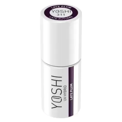 Frasco branco de verniz para unhas YOSHI UV HYBRID cor LATE PLUM
