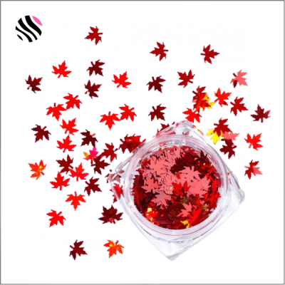 Folhas de Outono Holográfica Vermelha