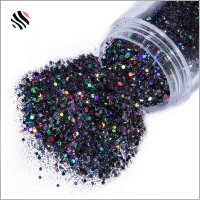 Glitter Flocado Preto Holográfico