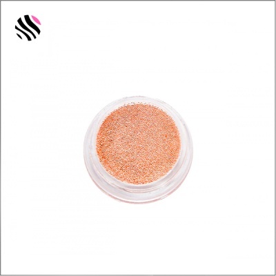 Pó compacto laranja em recipiente redondo de plástico transparente
