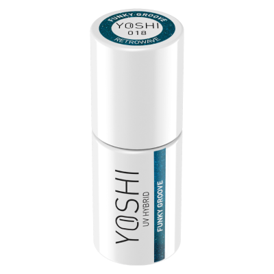 Frasco branco de verniz de unhas UV Hybrid YOSHI FUNKY GROOVE